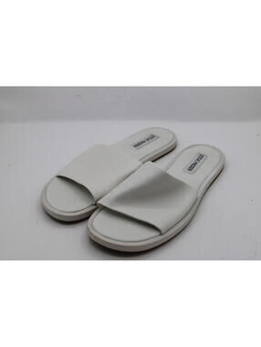 Steve Madden Sienna White Leather Slip On Slide Sandals Women's Size 7M